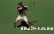 Stefanos Tsitsipas at the 2021 BNP Paribas Open.
